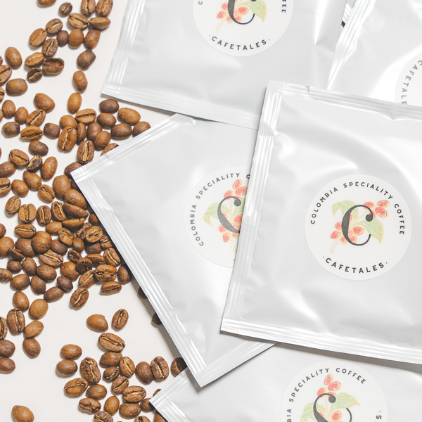 CAFETALES コロンビアスペシャルティコーヒーのドリップバッグ個包装とコーヒー豆